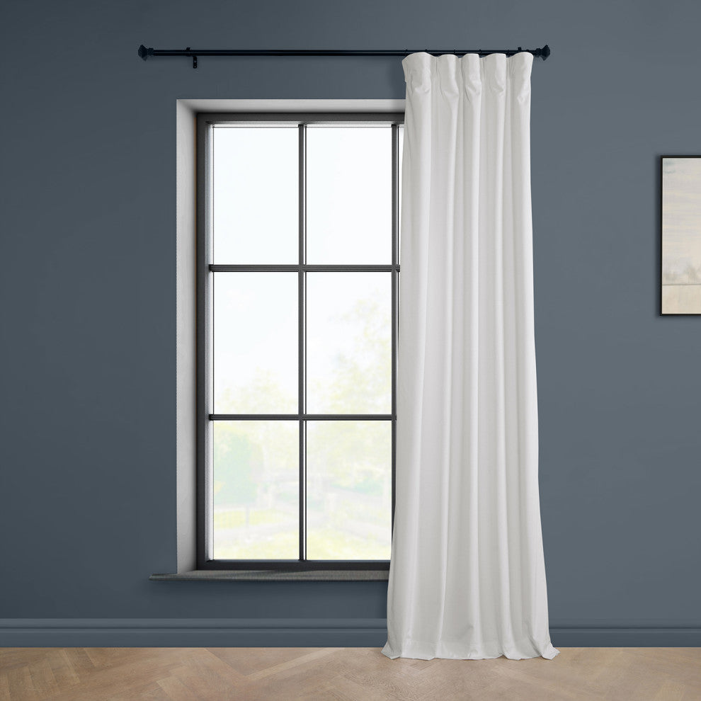Heritage Plush Velvet Curtain Single Panel, Pillow White, 50"x120"