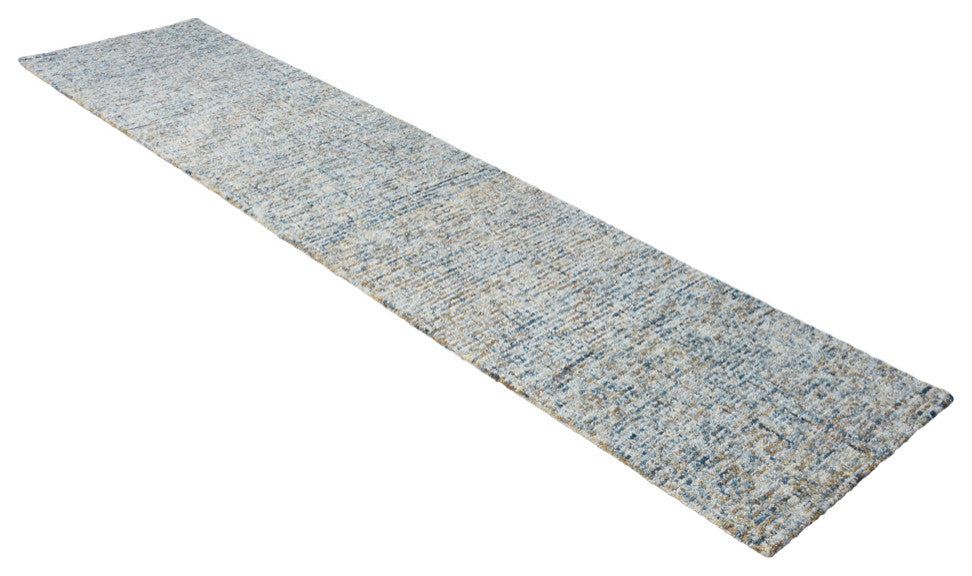 HAND TUFTED WOOL ECO-FRIENDLY AREA RUGS - Runner,Blue Beige,Solid