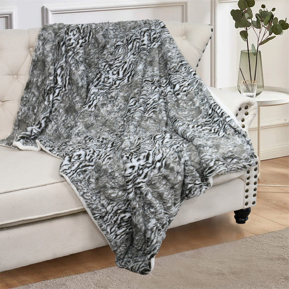 Elite Faux Fur Throw Blanket With Sherpa Backing, Victoria, 50" X 60"