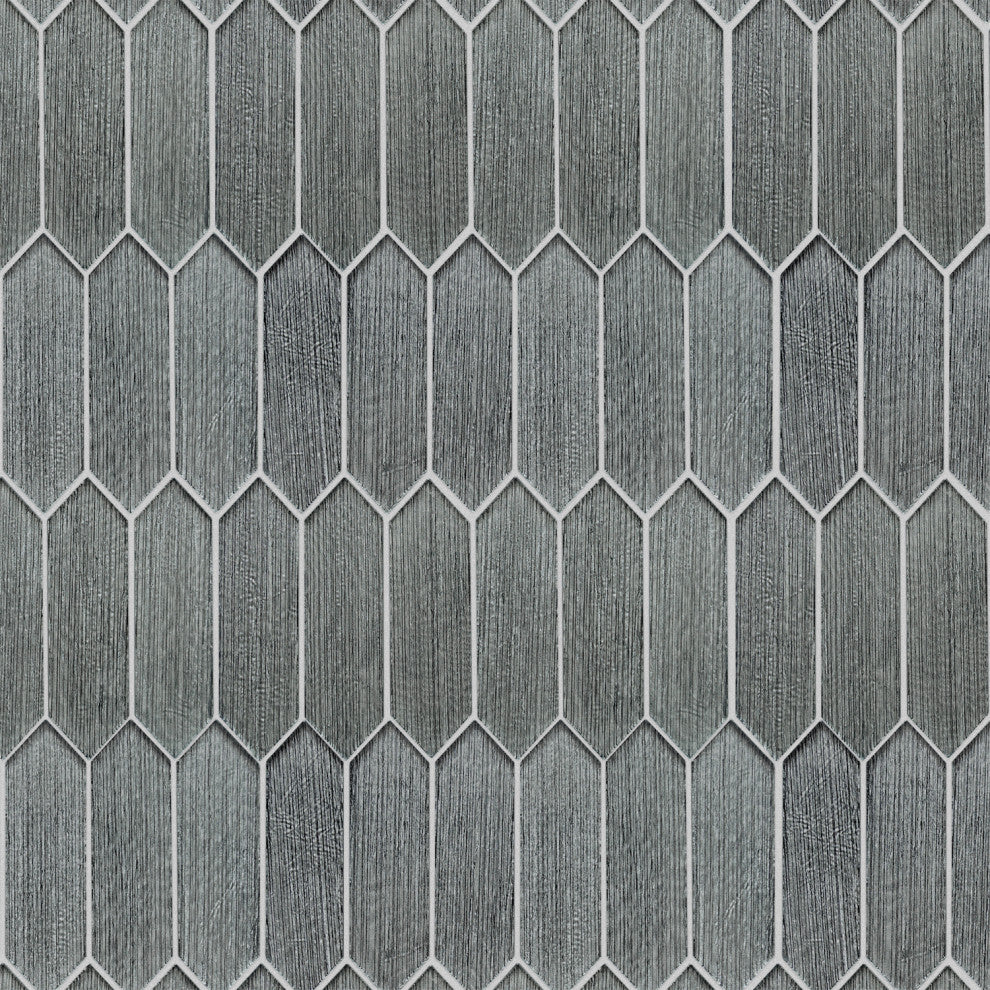 Windey 10.9"x11.3" Hexagon Laminated Glass Mosaic Wall Tile, Black, Box of 11