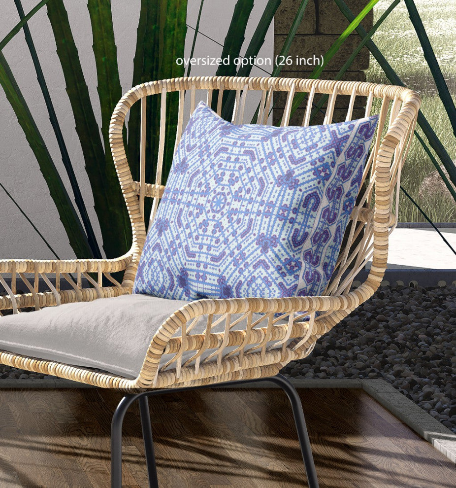 16 Cyan Blue Geostar Indoor Outdoor Throw Pillow