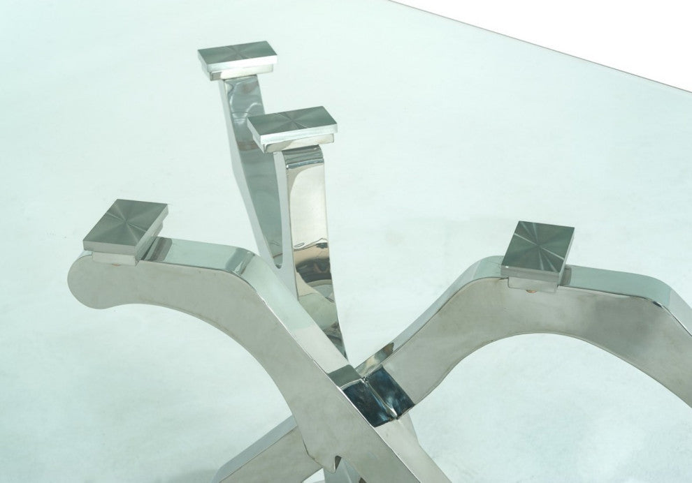 Modrest Legend Modern Glass and Stainless Steel Dining Table