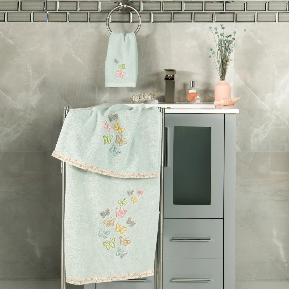 Linum Home Textiles 100% Turkish Cotton MARIPOSA 4PC Embellished Towel Set
