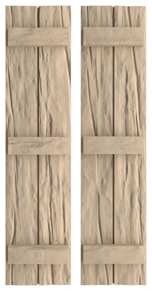 Rustic 2 Board Joined B-N-B Faux Wood Shutters, Riverwood, 11x66"