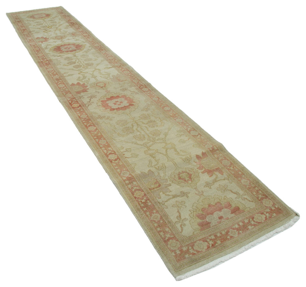 Rug N Carpet - Handmade Oriental 2' 6" x 13' 3" Runner Oushak Area Rug