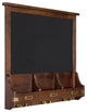 Stallard Wood Wall Chalkboard with Hooks, Walnut Brown 24x24