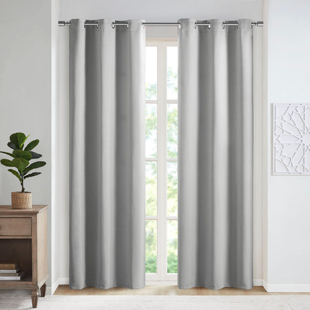 SunSmart Taren Solid Blackout Triple Weave Grommet Top Curtain Panel Pair