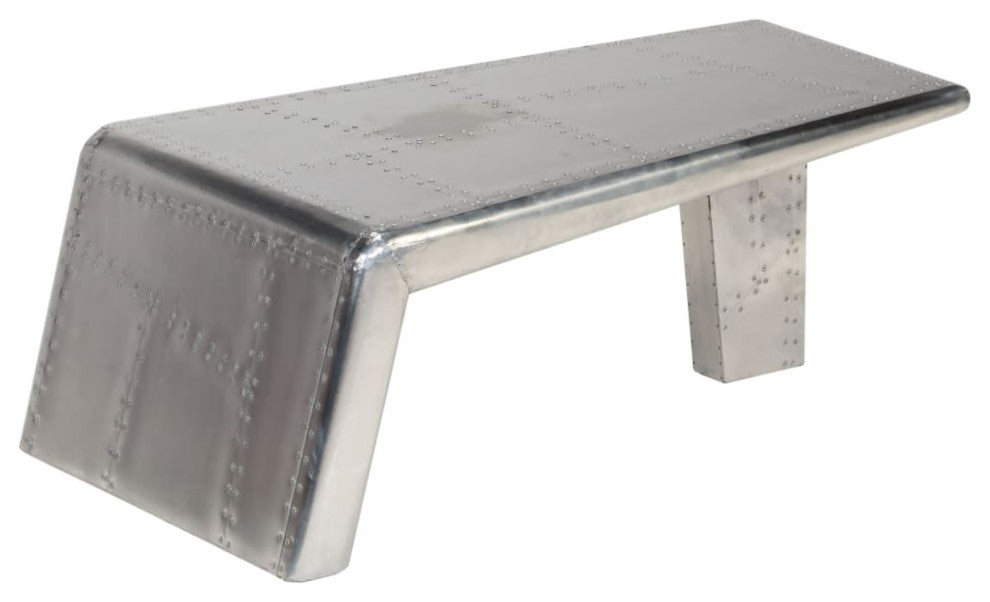 vidaXL Coffee Table, Vintage Table, Polished Aluminum, 37.4''''x21.7''''x13.8''''