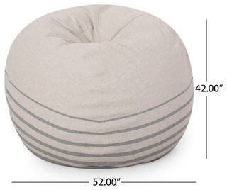 Sasser Hudgeons Boho 5 Foot Striped Bean Bag, Natural + Gray Stripes, 54 W X 54
