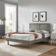 Platform Bed Frame, King Size, Wood, Gray, Modern Mid-Century, Bedroom