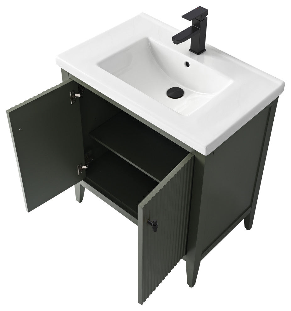 Vanity Art Freestanding Vanity, Vintage Green, 30", Single Sink, Matte Black