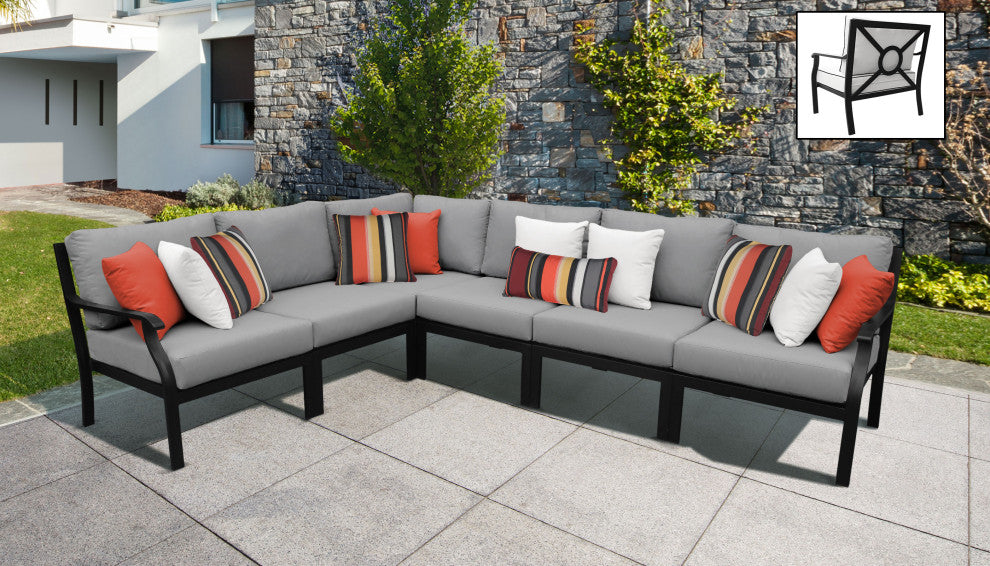 Kathy Ireland Madison Ave. 6 Piece Aluminum Patio Furniture Set, Slate