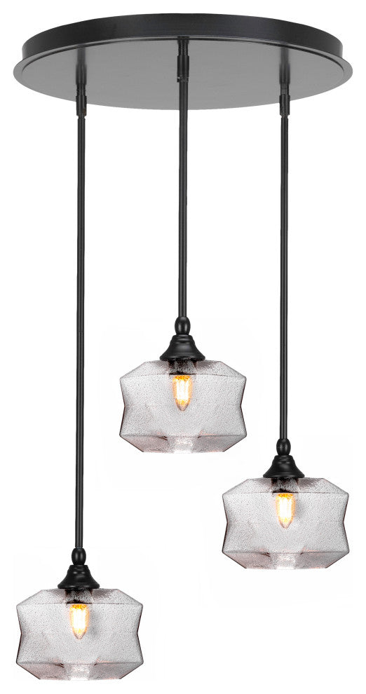 Empire 3-Light Cluster Pendalier, Matte Black/Smoke