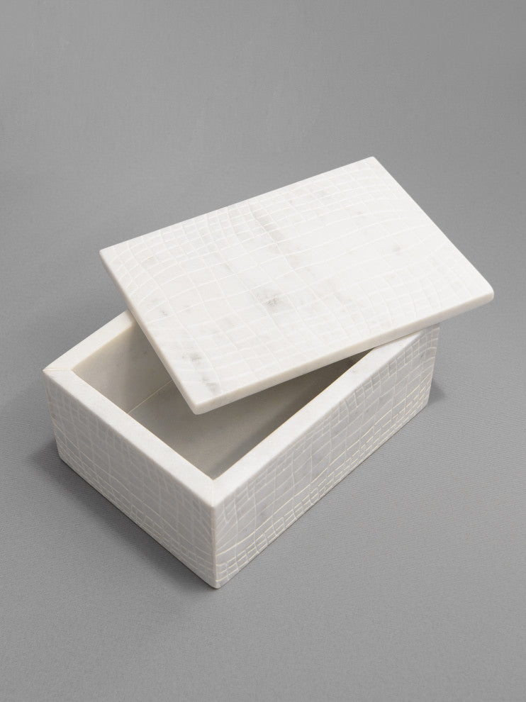 White Marble Box, Lid, Large
