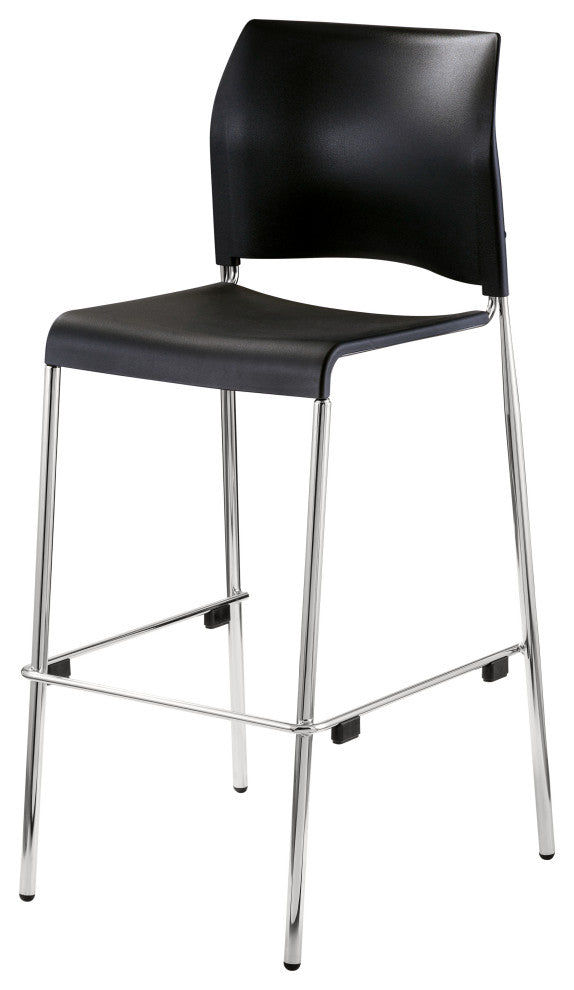 NPS Cafetorium Bar Stool, Plastic Seat, Black