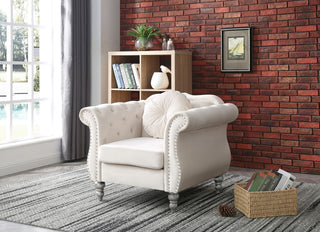 Hollywood Ivory Velvet Tufted Accent Chair
