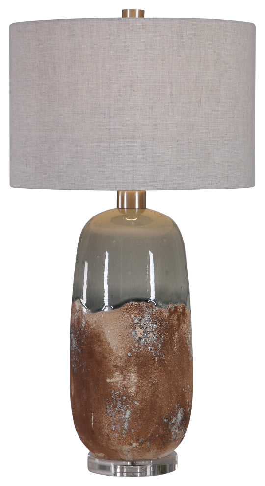 Uttermost Maggie Ceramic Iron and Fabric Table Lamp in Terracotta Rust Brown