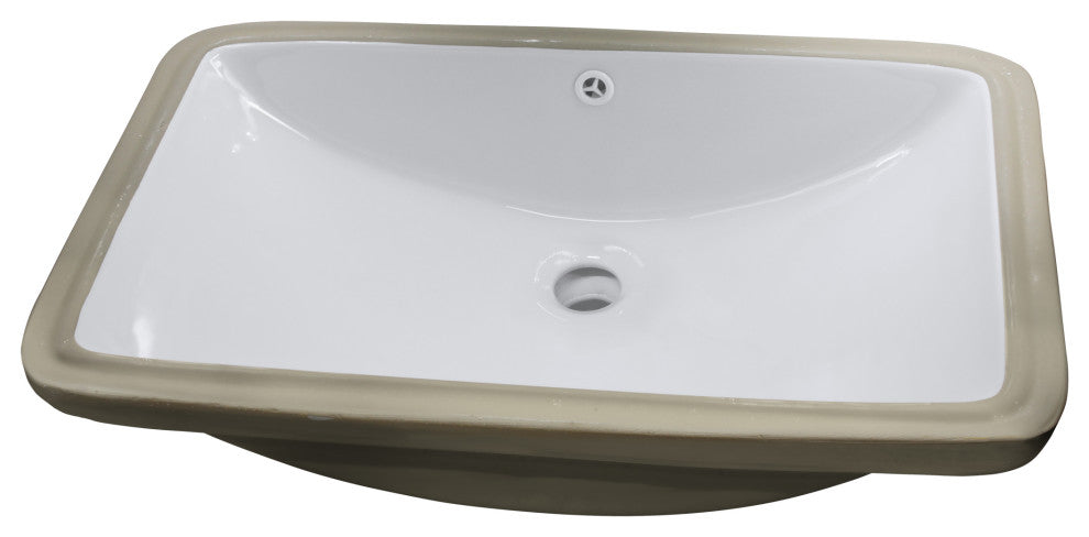NP-U213907 ExtraWide Rectangle Undermount Porcelain Sink, Overflow Drain Options, Matte Black