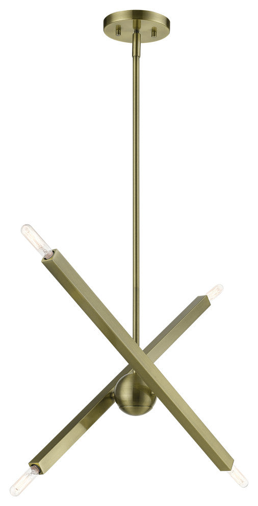 Livex Lighting Monaco 4-Light Antique Brass Linear Chandelier