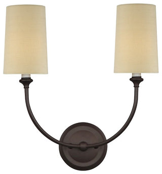 Libby Langdon for Sylvan 2-Light Sconce, Dark Bronze and Flax Linen