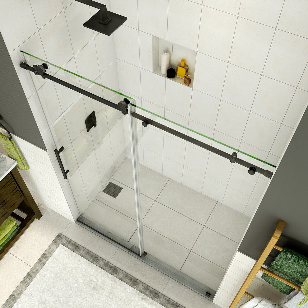 Coraline 44"-48"x76" Frameless Sliding Shower Door, Oil Rubbed Bronze