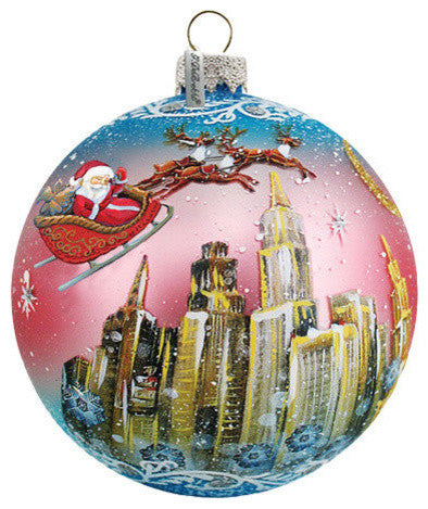 Hand Painted Scenic Glass Ornament Up And Away Ball