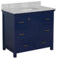 Pagie 42" Bathroom Vanity, Royal Blue, Carrara Marble