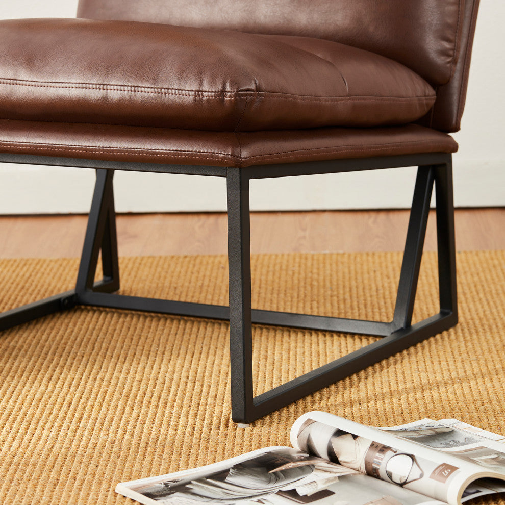 Set of 2 Modern Thick Leatherette Accent Chair, Coffee