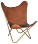 Safari Chestnut Leather Butterfly Chair