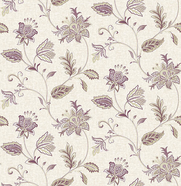 Contemporary Floral Wallpaper, Light Plum, Bolt