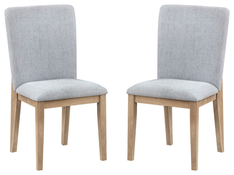 Caspian Set of 2 Gray Linen and Oak Finish Dining Chair