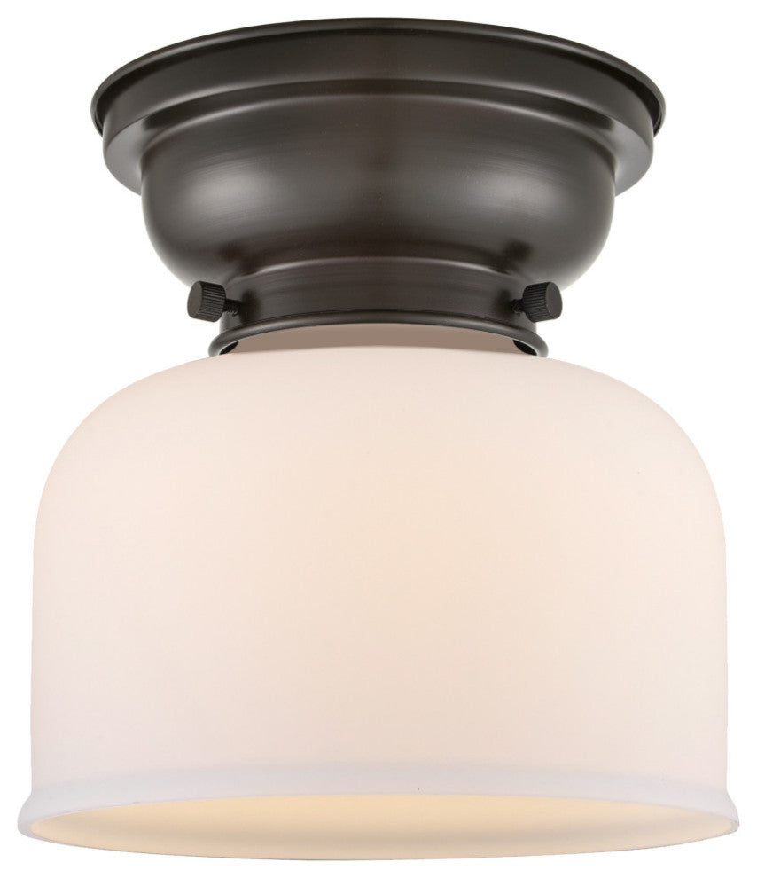 Large Bell 1-Light Flush Mount, Oil Rubbed Bronze, Matte White