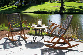 Eucalyptus and Rope Rocking Chair, Grey Rope