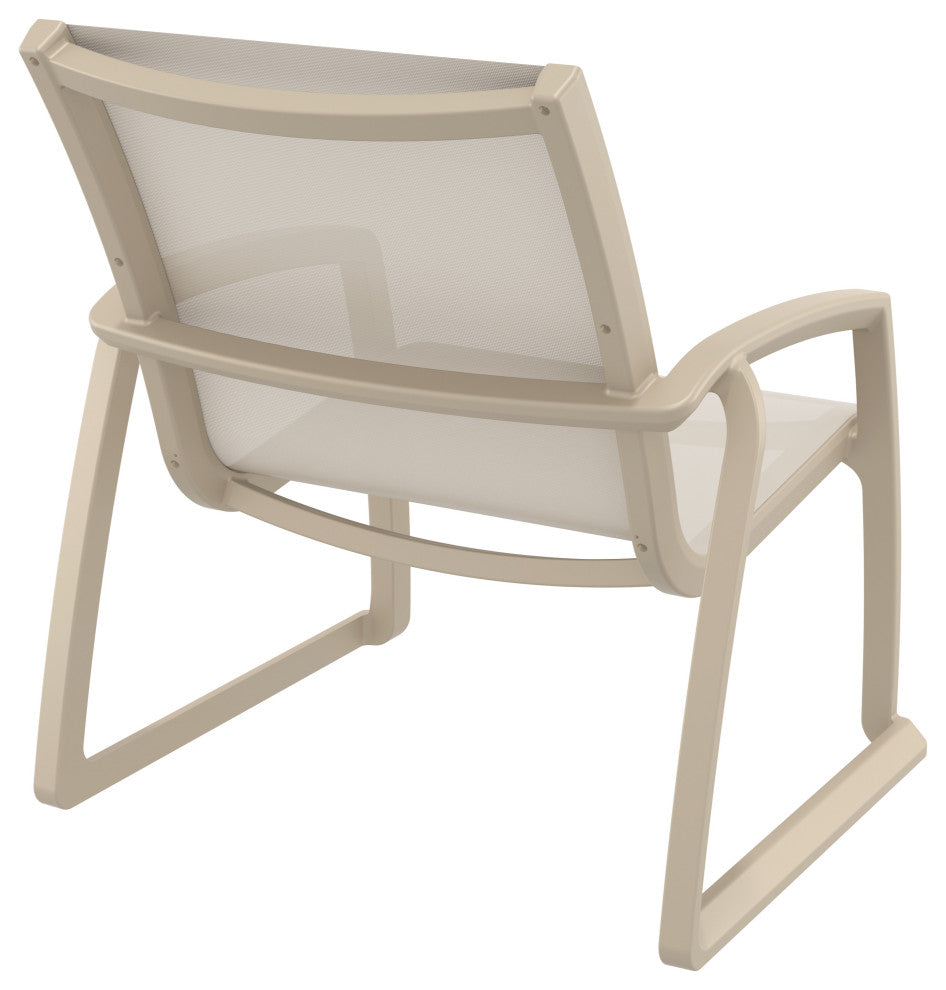 Pacific Club Arm Chair Frame Black Sling Set of 2, Taupe