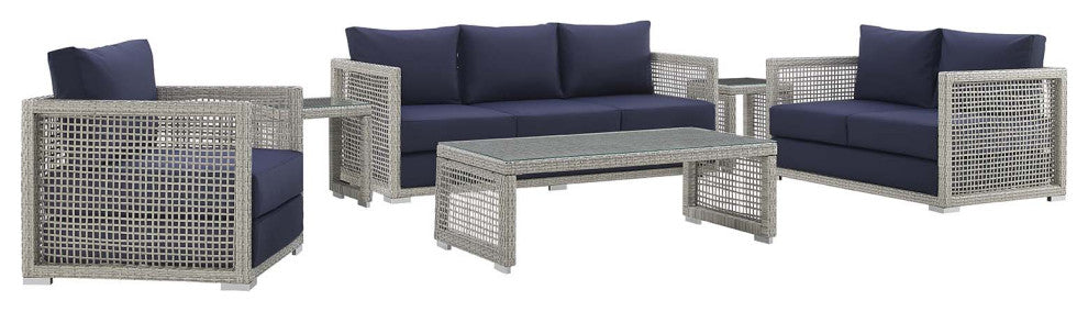 Aura 6 Piece Outdoor Patio Wicker Rattan Set