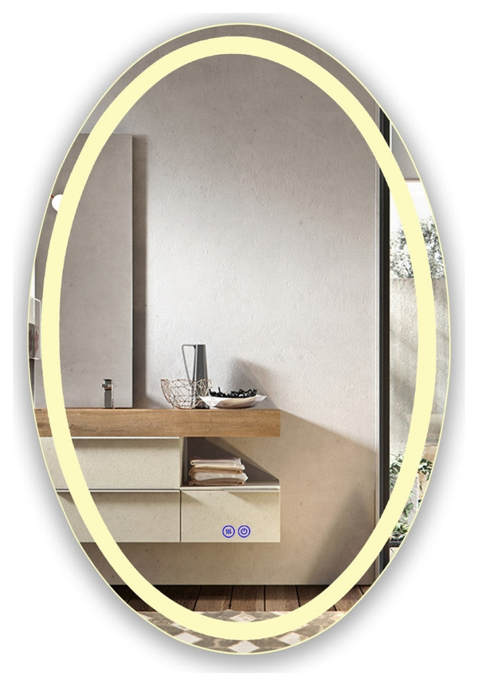 Luminosity Back Lit Oval Touchscreen Led Mirror, 32" Height
