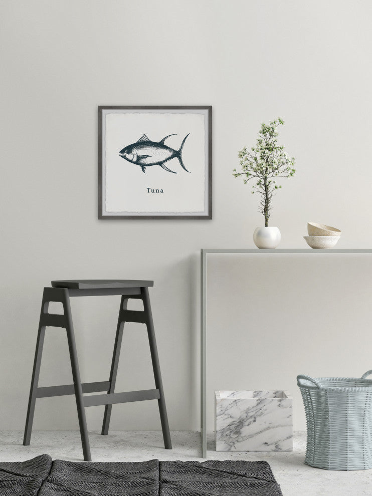 "Tuna in White" Framed Painting Print, 12x12