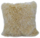 24" Gold Genuine Tibetan Lamb Fur Pillow With Microsuede Backing