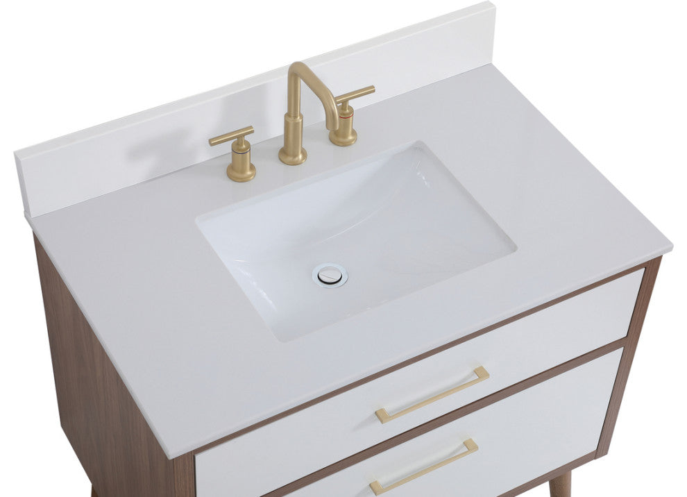 Bella 36" Bathroom Vanity, White With Backsplash