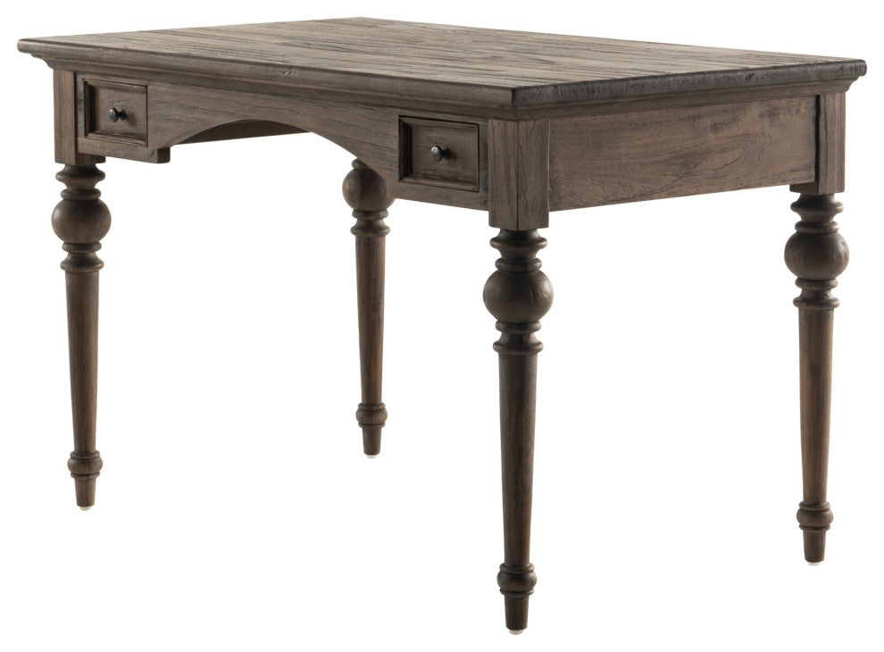 Antiqued Brown Teak Provencial Writing or Computer Desk