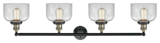 Large Bell 4-Light Bath Fixture, Clear Glass, Black Antique Brass