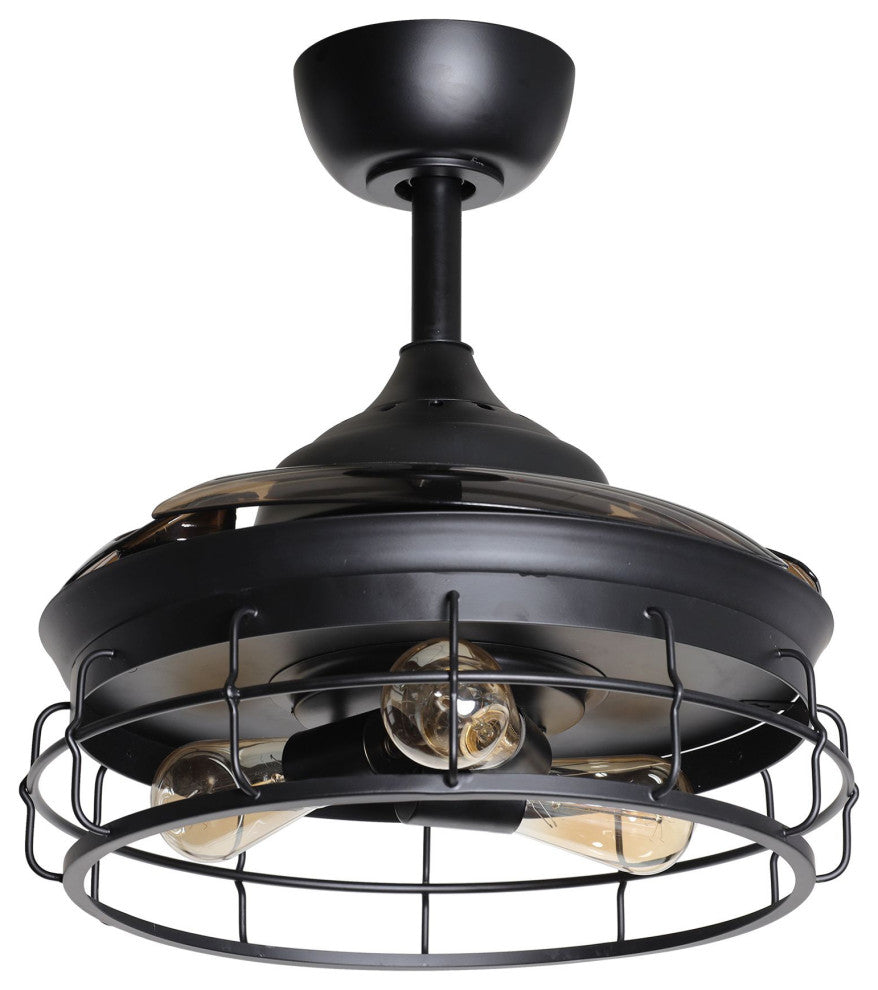 Industrial 36 3-Blades Retractable Ceiling Fan with Lights and Remote Control