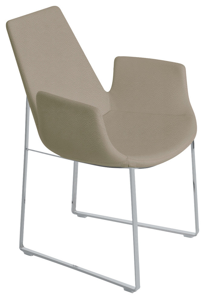 Eiffel Arm Sled Dining Chair, Stainless Steel Base, Bone Ppm