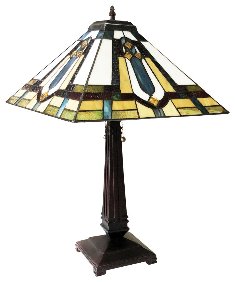 ARCHIE Tiffany-Style Mission Stained Glass Table Lamp, 24"