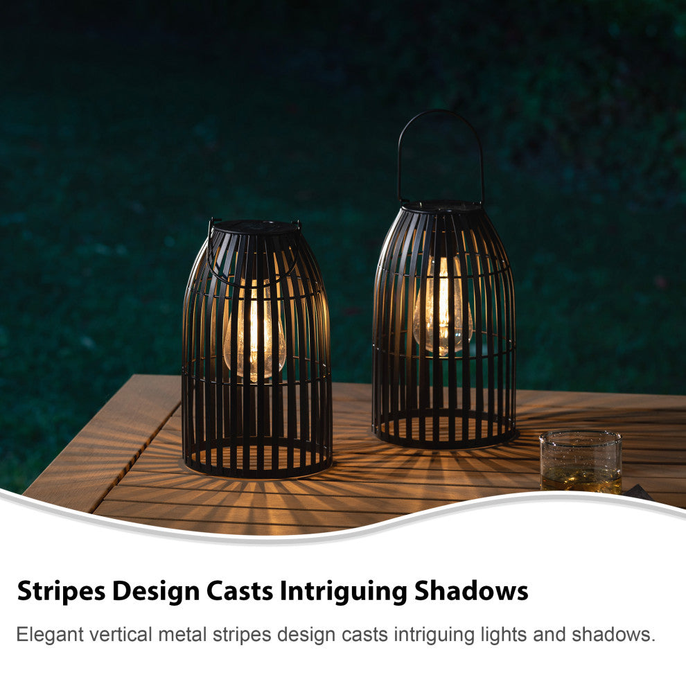 Metal Woven Solar Powered Hanging Lantern, 2-Piece Set