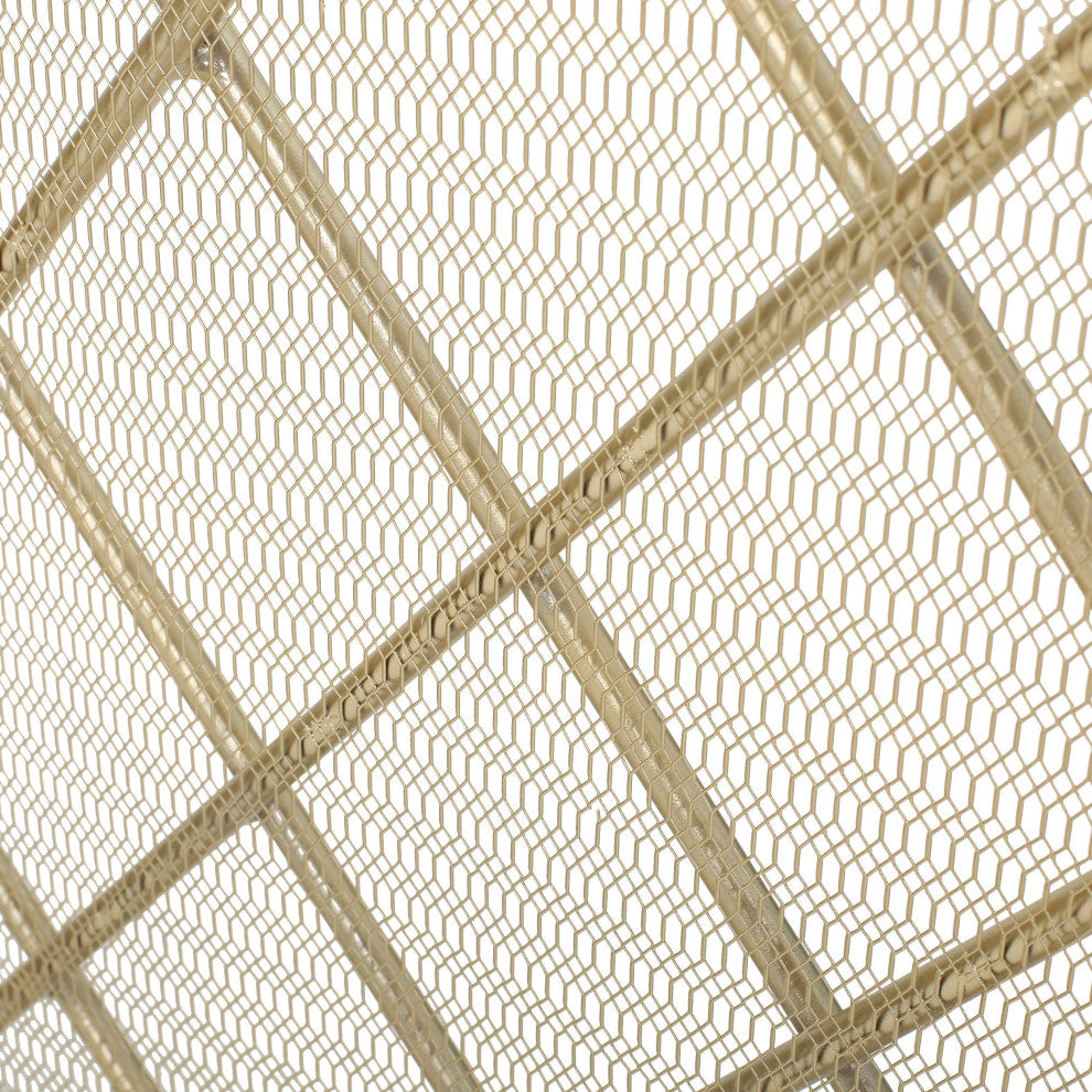 GDF Studio Angella 3-Paneled Iron Fireplace Screen, Gold