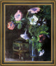 John La Farge Petunias in a Glass Vase Framed Premium Canvas Print, 16"x20"