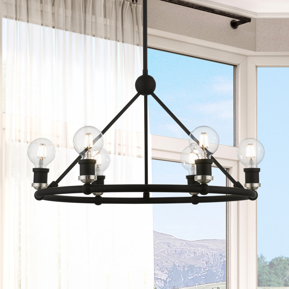 Lansdale 6 Light Black With Brushed Nickel Accents Chandelier