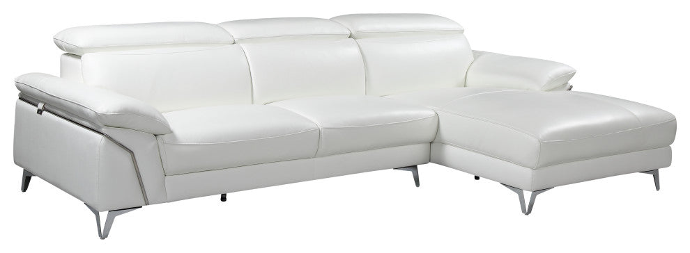 Lazio Contemporary Genuine Italian Leather Sectional, White