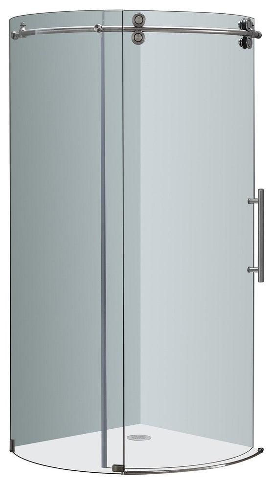 Orbitus 40"x40"x75" Frameless Round Shower Enclosure, Stainless, Right Open